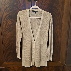 White House Black Market Tan Button-Front Cardigan